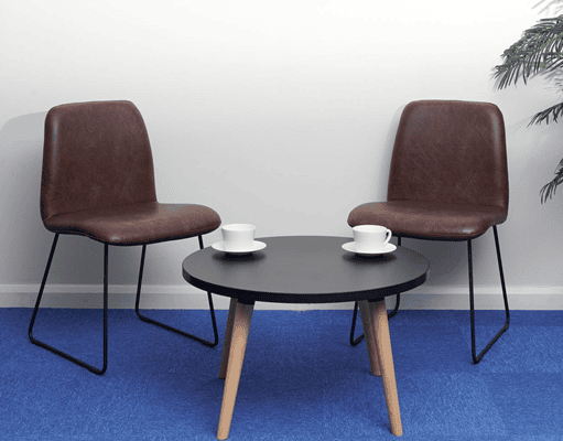 Two Rhubarb Seats with a Coffee Table